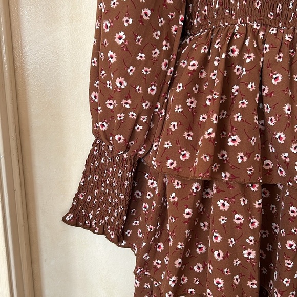 Kirundo brown floral smocked ruffle dress size S - Picture 3 of 9